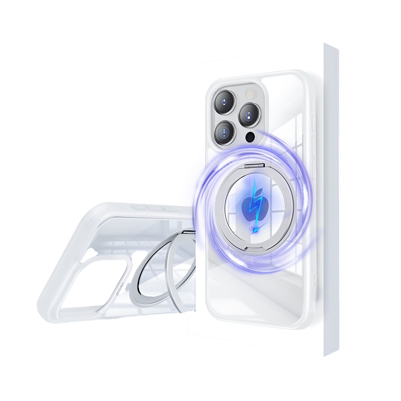 ZENCASE クリアケース — 360°回転スタンド搭載